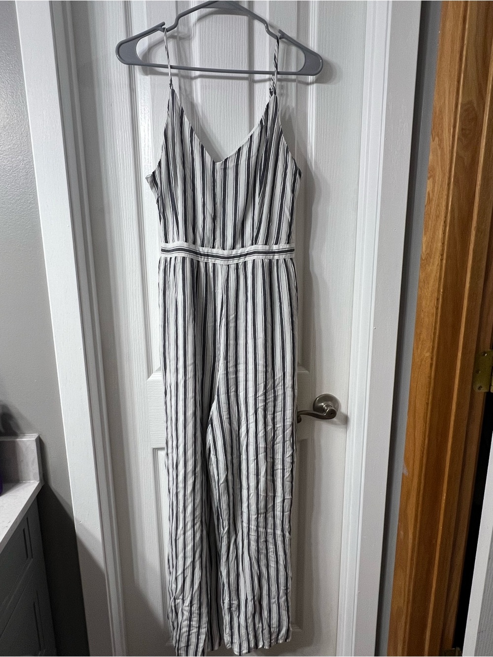 Striped V-Neck Spaghetti Strap Jumpsuit